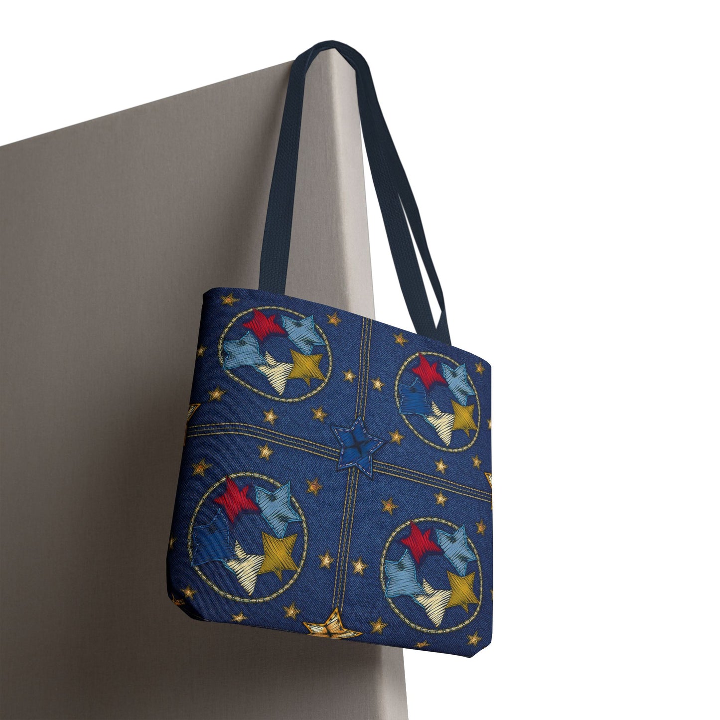 Denim Fabric Imitation Print Unisex Canvas Bag Poly Spun 3 Sizes Tote Bag 181-2