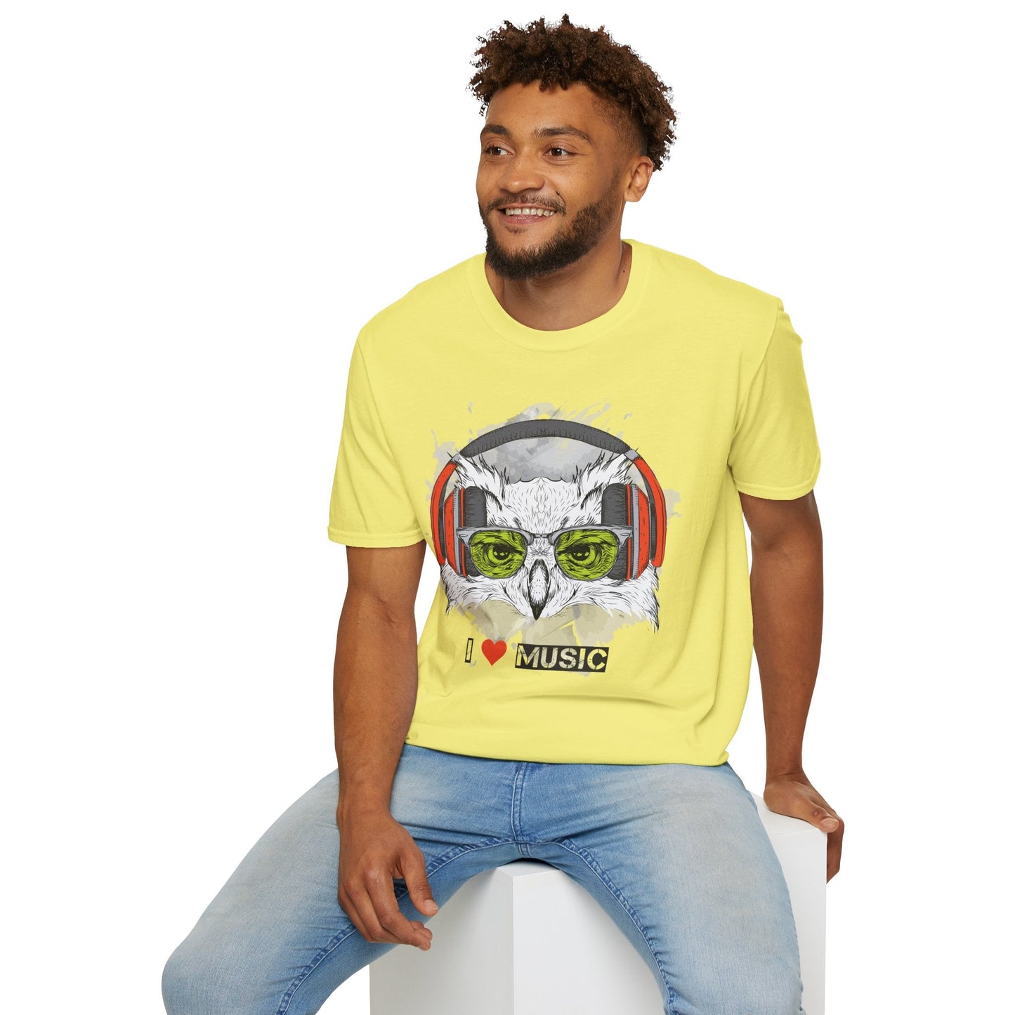 I Love Music Animals Shirt Unisex Tee With Headphones Graphic Design For Music Lovers
