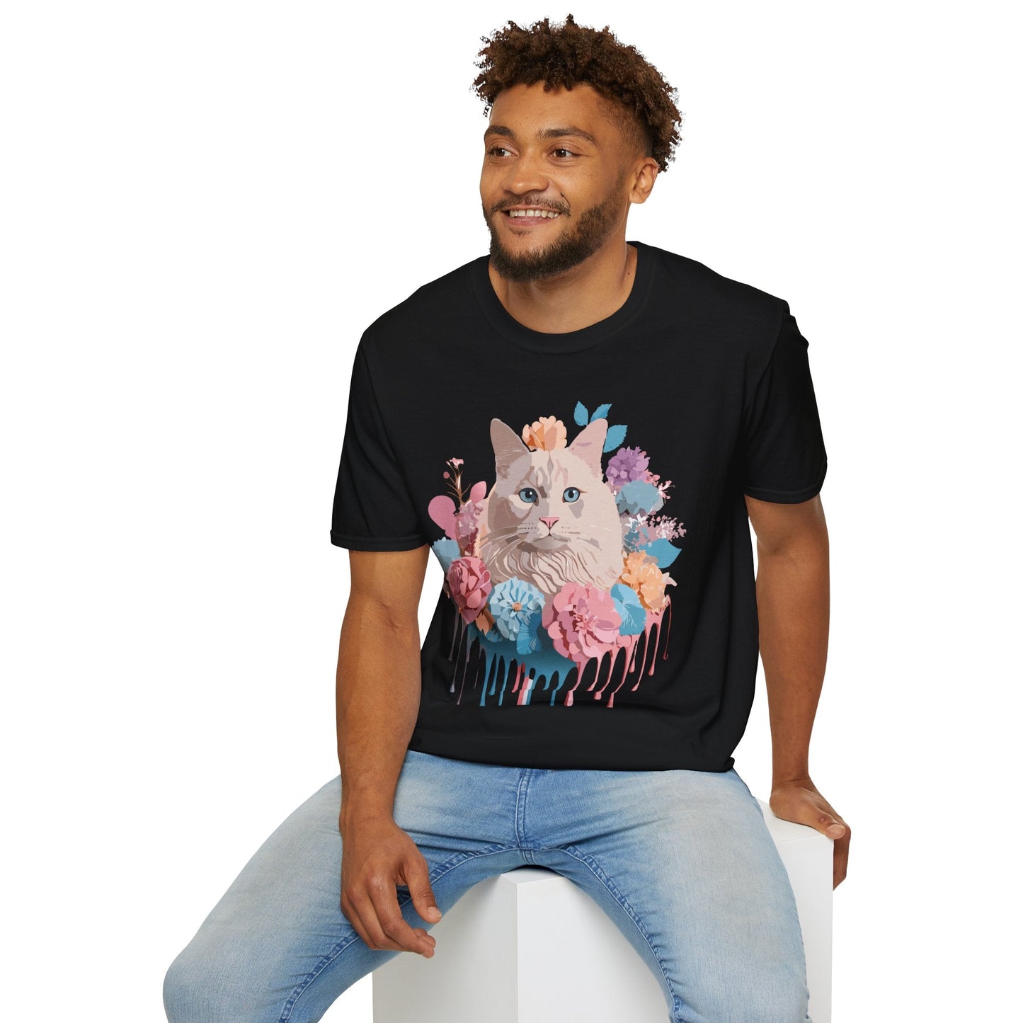 Cat Shirt Unisex Short Sleeve Cat Tee Kitten Design Gildan Softstyle 64000 Tee