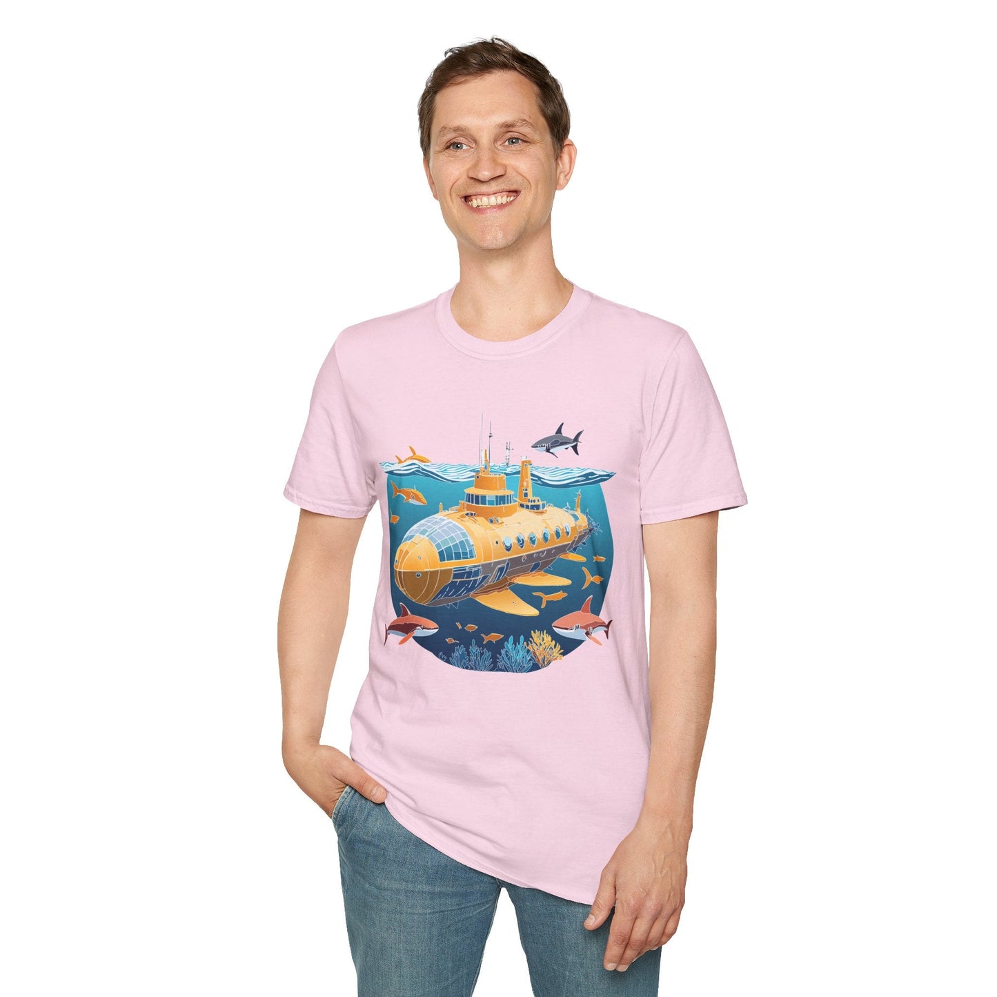Ocean Themed Unisex Softstyle T Shirt 100 Percent Ring Spun Cotton U Boat Design Tee Everyday