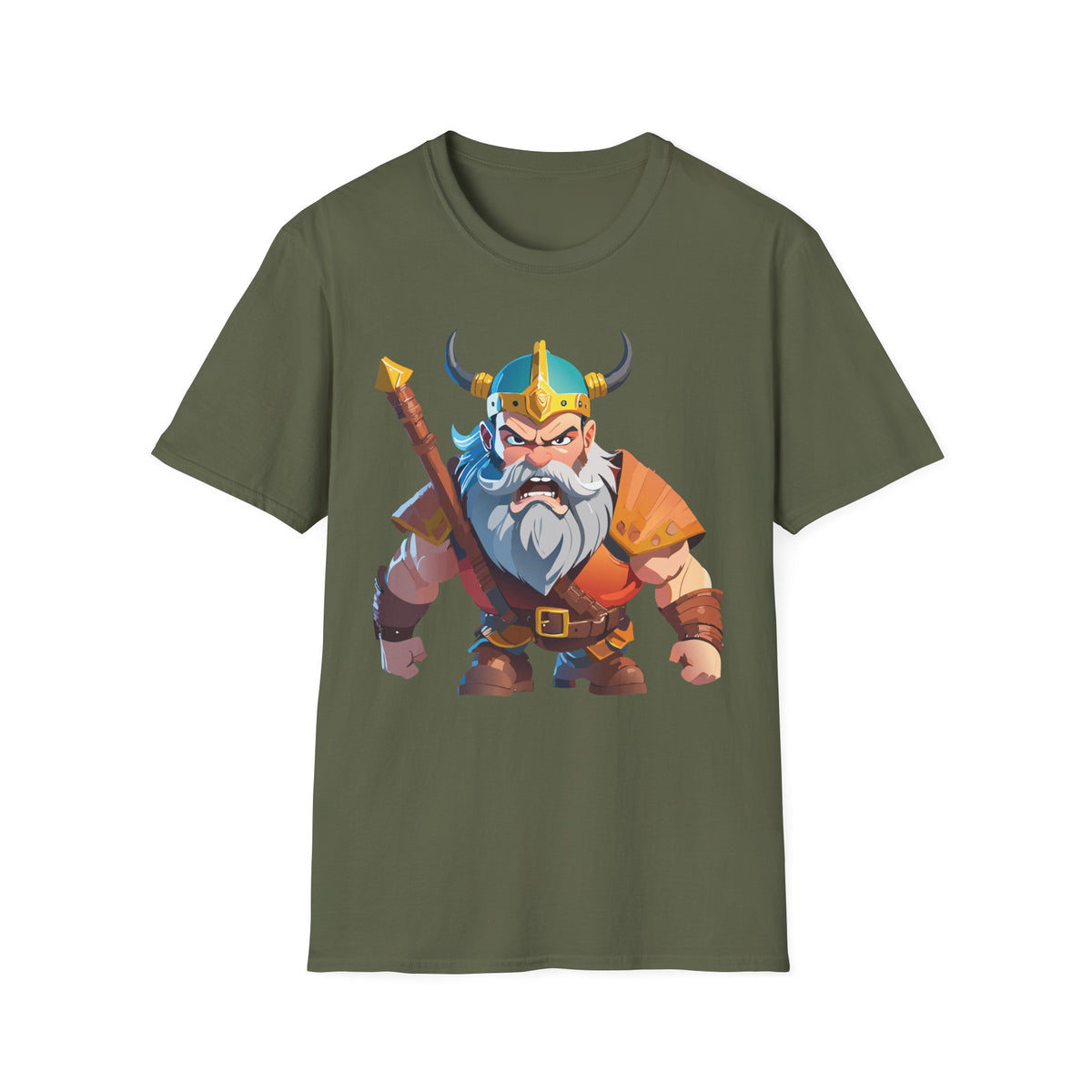 Angry Viking Warrior T-Shirt | Cartoon Norse Helmet Axe