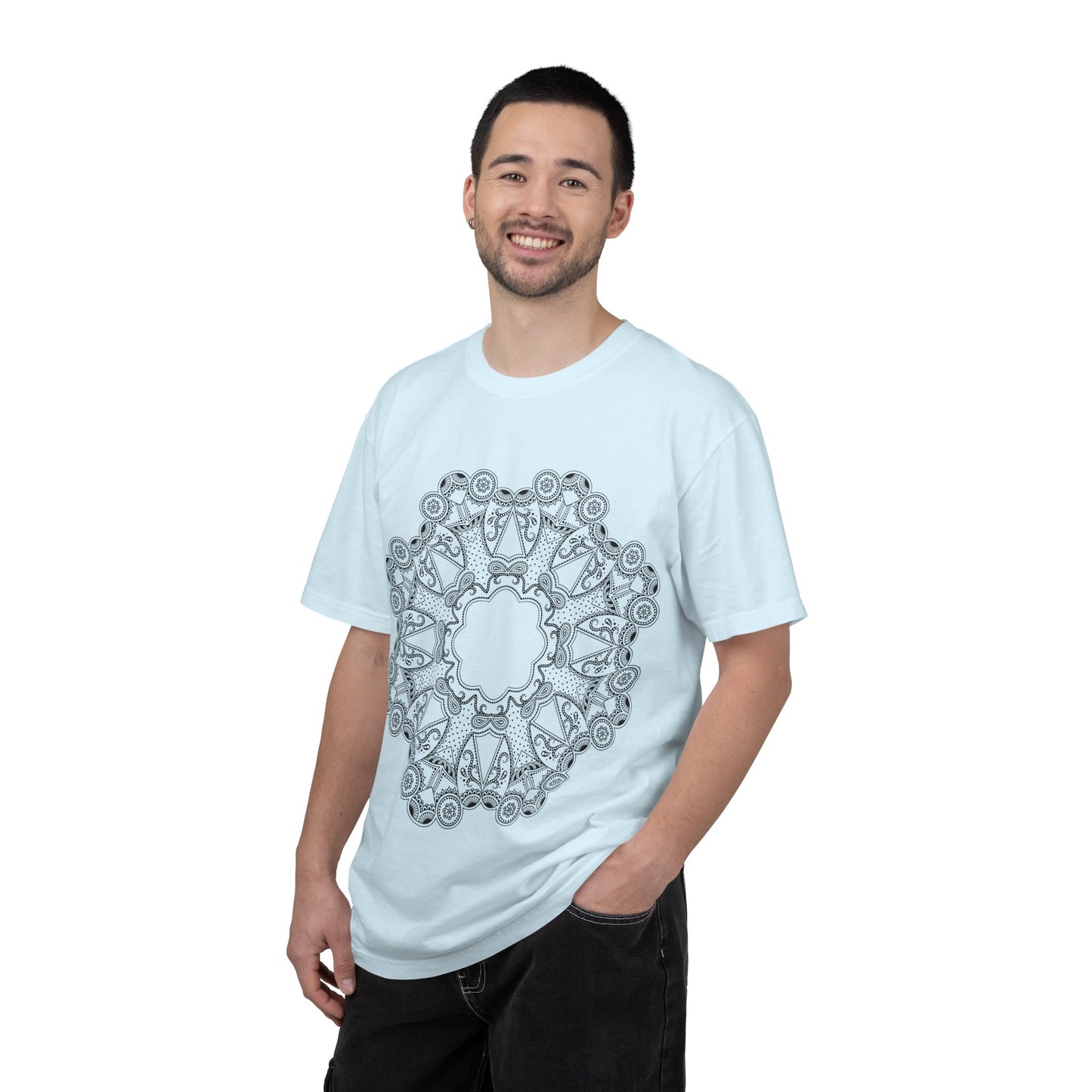 Unisex Garment Dyed Cotton T-Shirt with Mandala Graphic Design