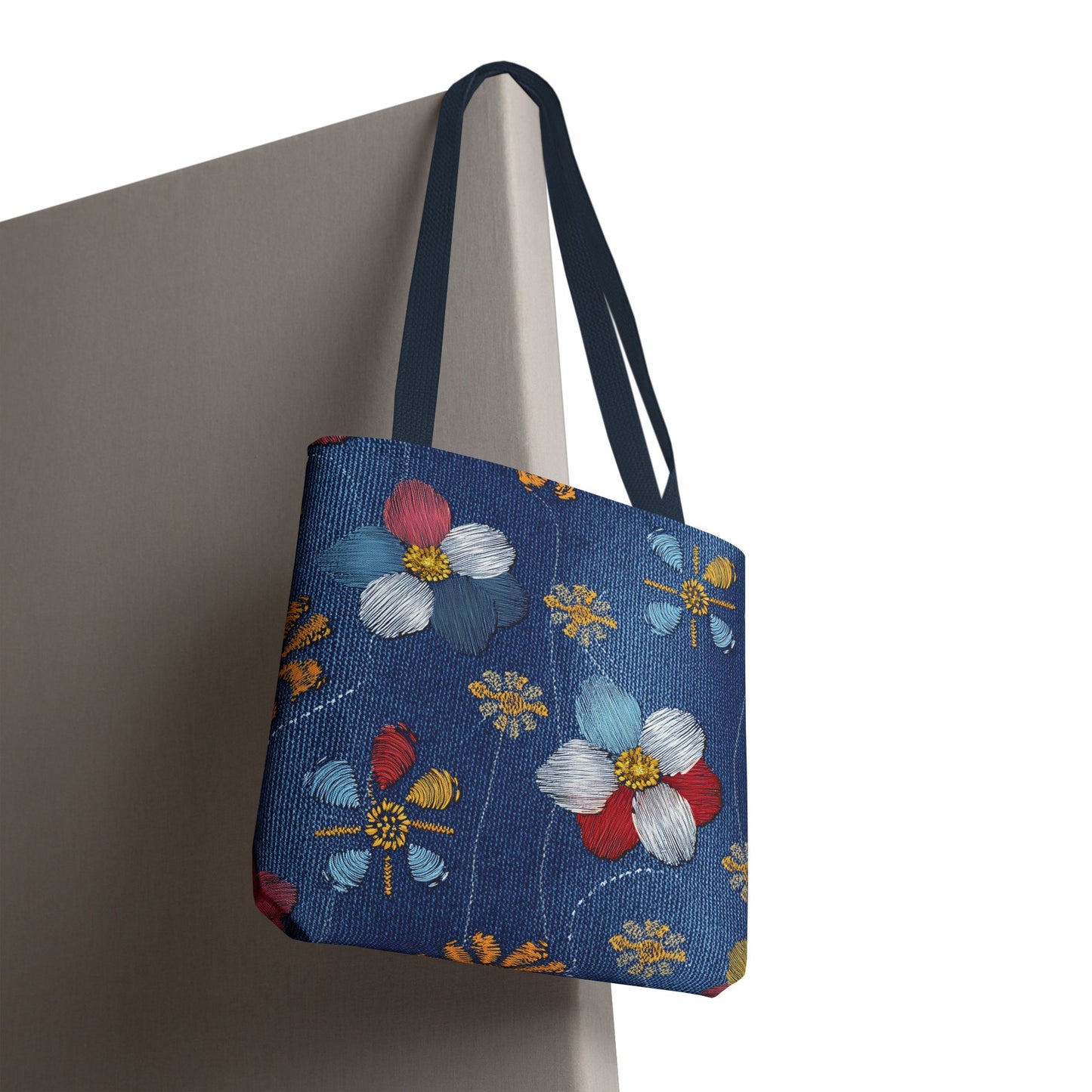Denim Fabric Imitation Print Unisex Canvas Bag Poly Spun 3 Sizes Tote Bag 159-8