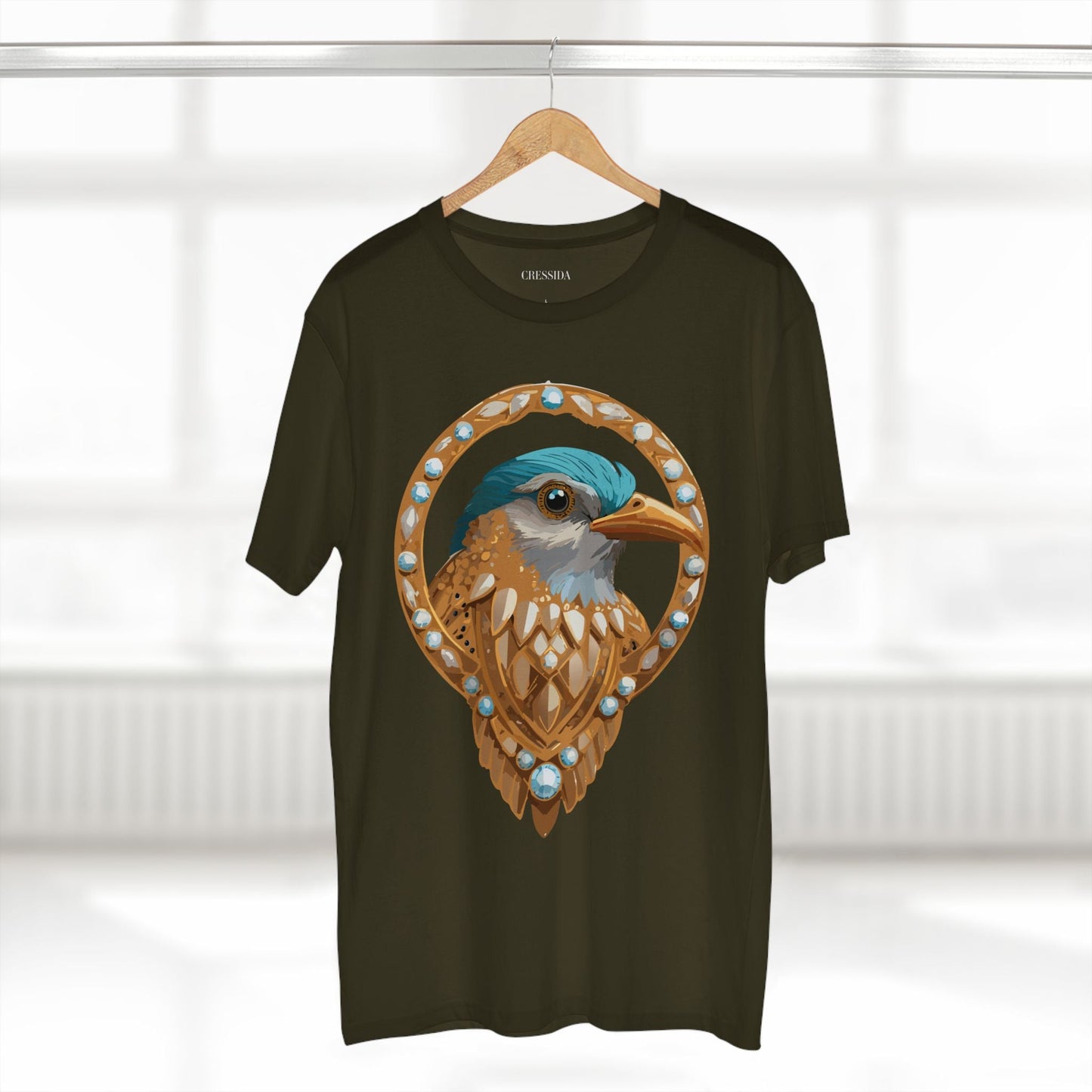 Bird Graphic Unisex 100 Cotton Tee With Unique Animal Golden Medallion Art Design 24