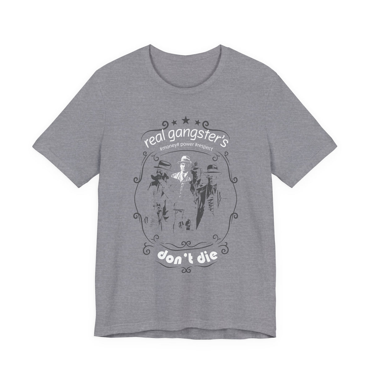 Real Gangsters Don't Die T-Shirt Vintage Outlaw Illustration Retro Biker Tee A-3