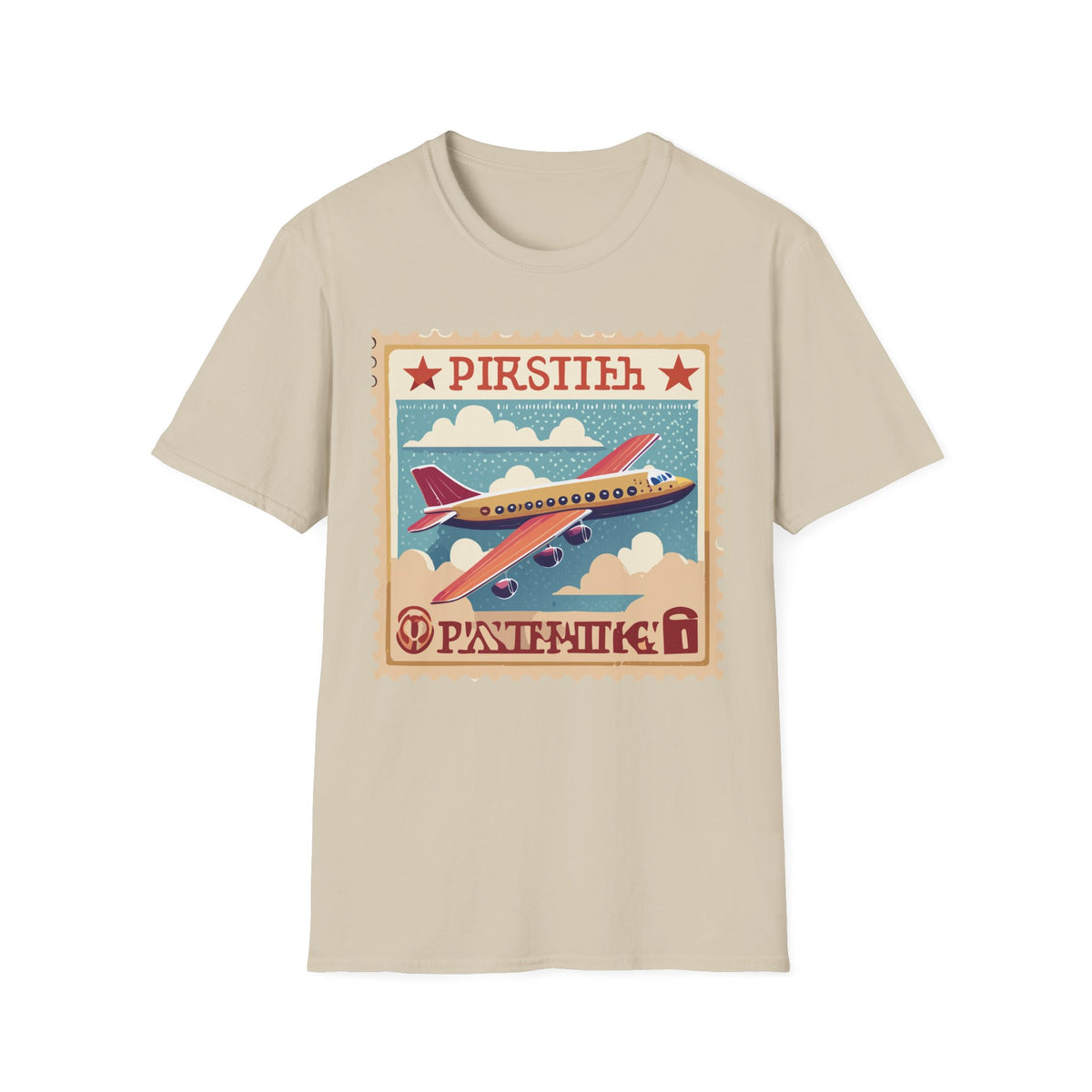 Vintage Airplane Stamp design T-Shirt | Retro Travel Plane Graphic Tee