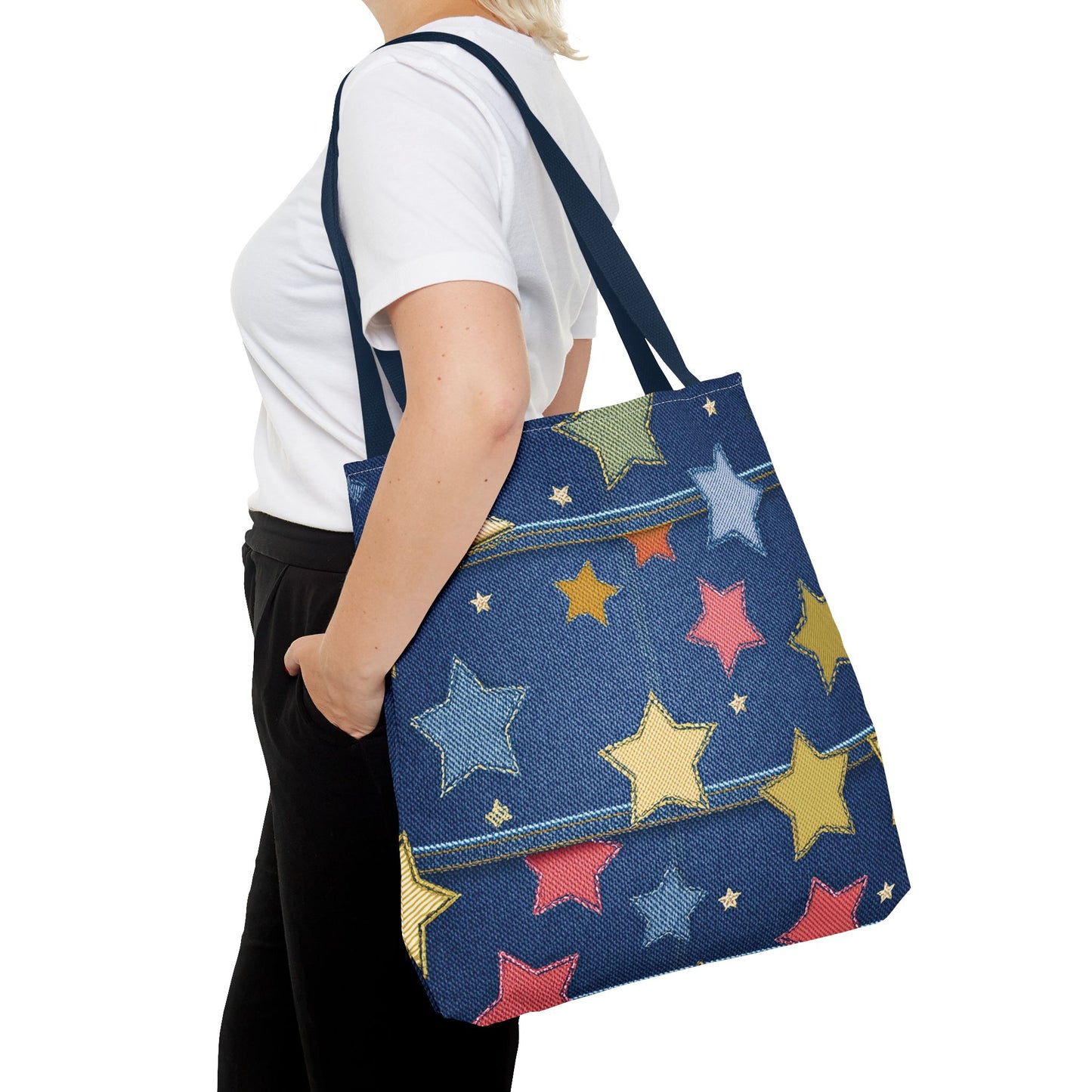 Denim Fabric Imitation Print Unisex Canvas Bag Poly Spun 3 Sizes Tote Bag 181-5