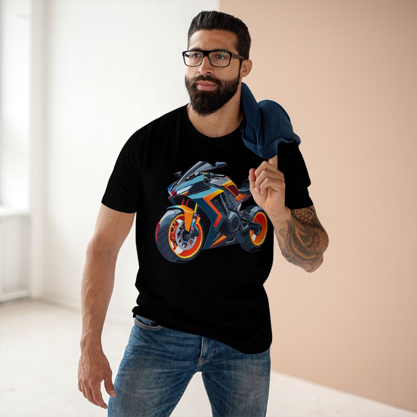 Moto Bike Graphic Unisex 100 Cotton Staple Tee 26