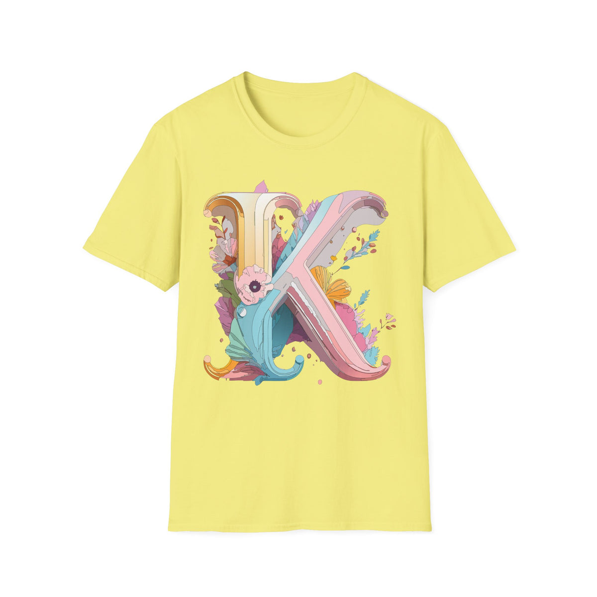 Floral Letter K T-Shirt | Botanical Monogram Tee