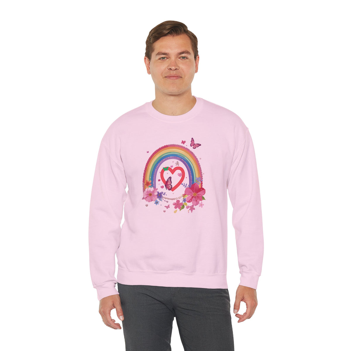 Rainbow Heart Sweatshirt, Floral Heart Sweatshirt, Floral Love Sweatshirt, Valentine's Day Sweatshirt, Rainbow Heart Floral Sweatshirt 112