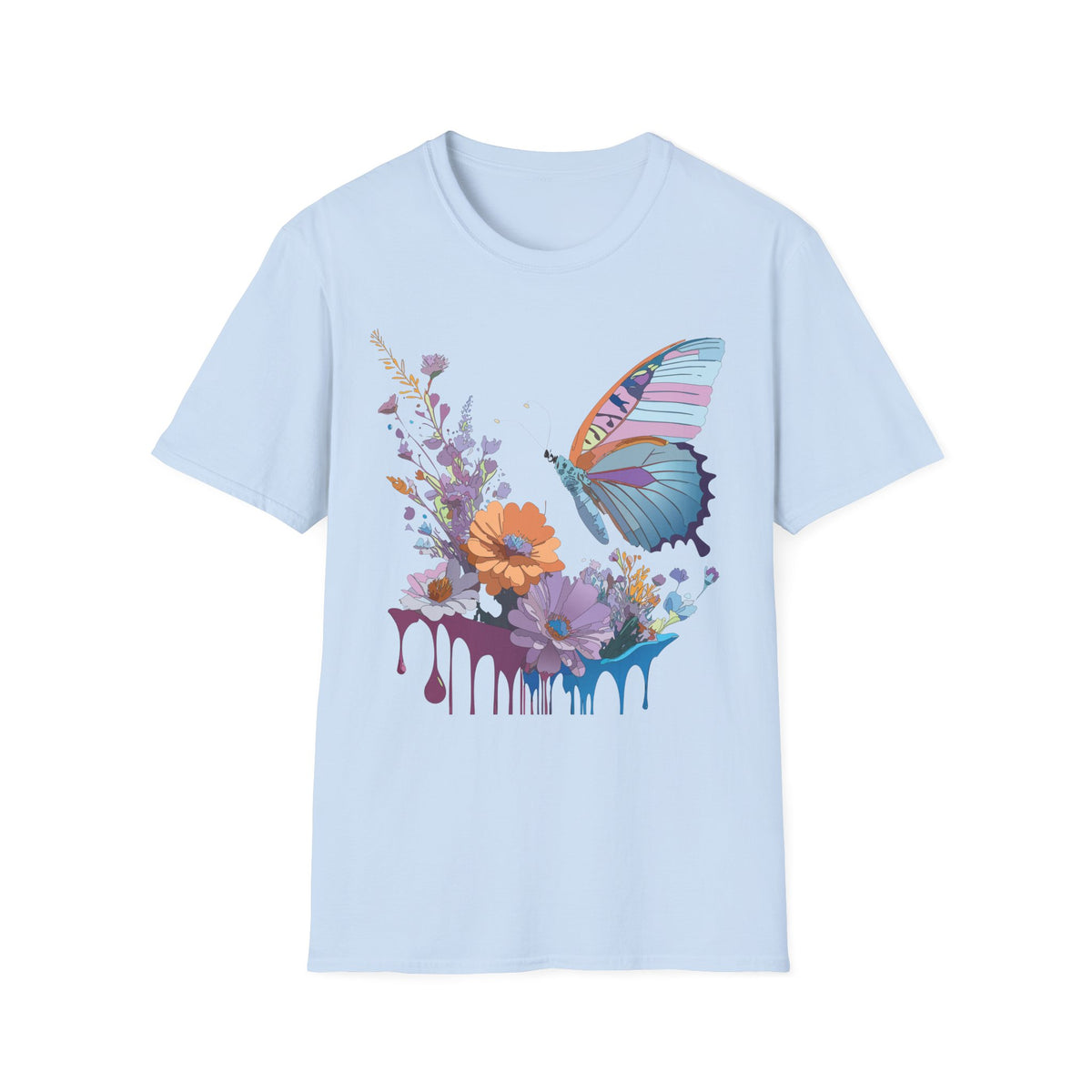 Butterfly Floral Graphic Design Unisex 100 Cotton Gildan T-Shirt