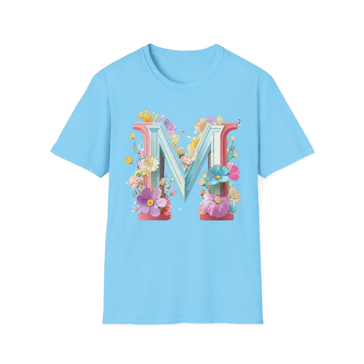 Floral Letter M T-Shirt | Monogram Initial Graphic Tee