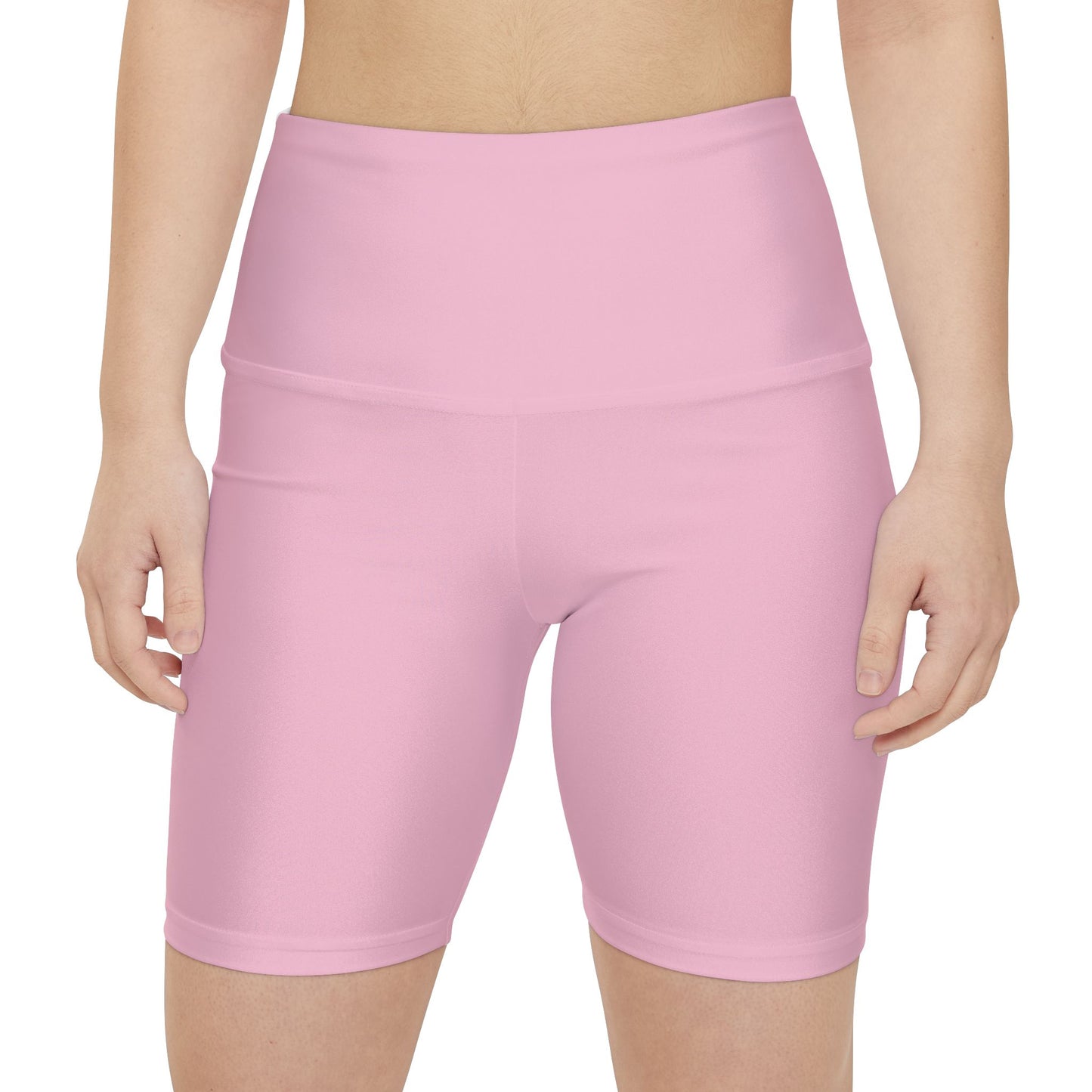 Soft Blossom Pink Women's Workout Shorts — Solid High-Waist Biker Shorts for Exercise & Everyday Wear
