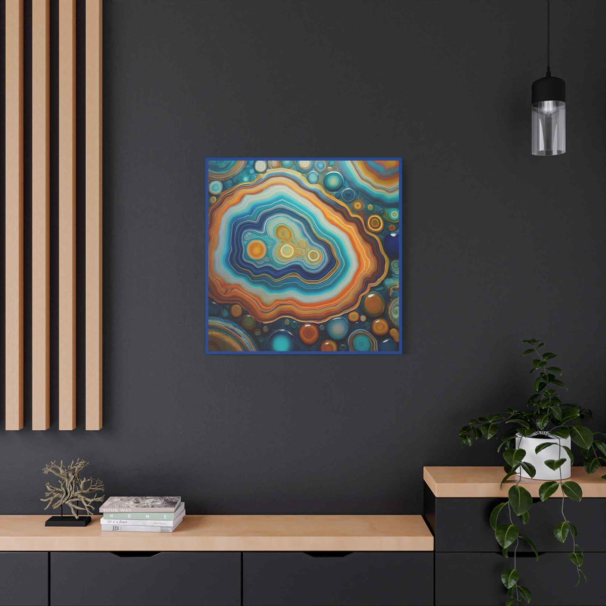 Agate Stone Graphic Print Canvas, Oil Paint Print 20x20, 24x24, 30x30, 32x32, 36x36 Canvas Pine-Wood Inner Frame MC-190