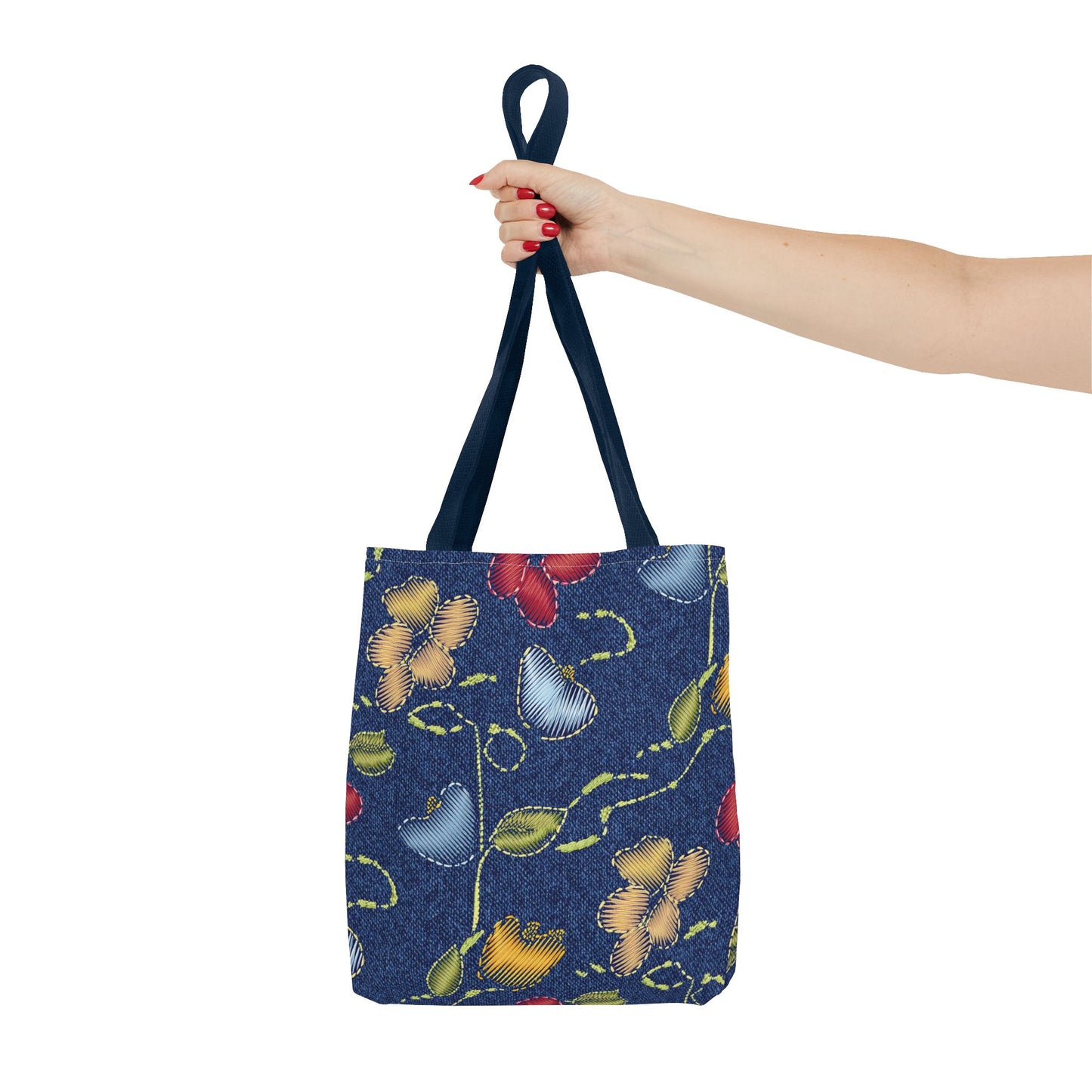 Denim Fabric Imitation Print Unisex Canvas Bag Poly Spun 3 Sizes Tote Bag 128