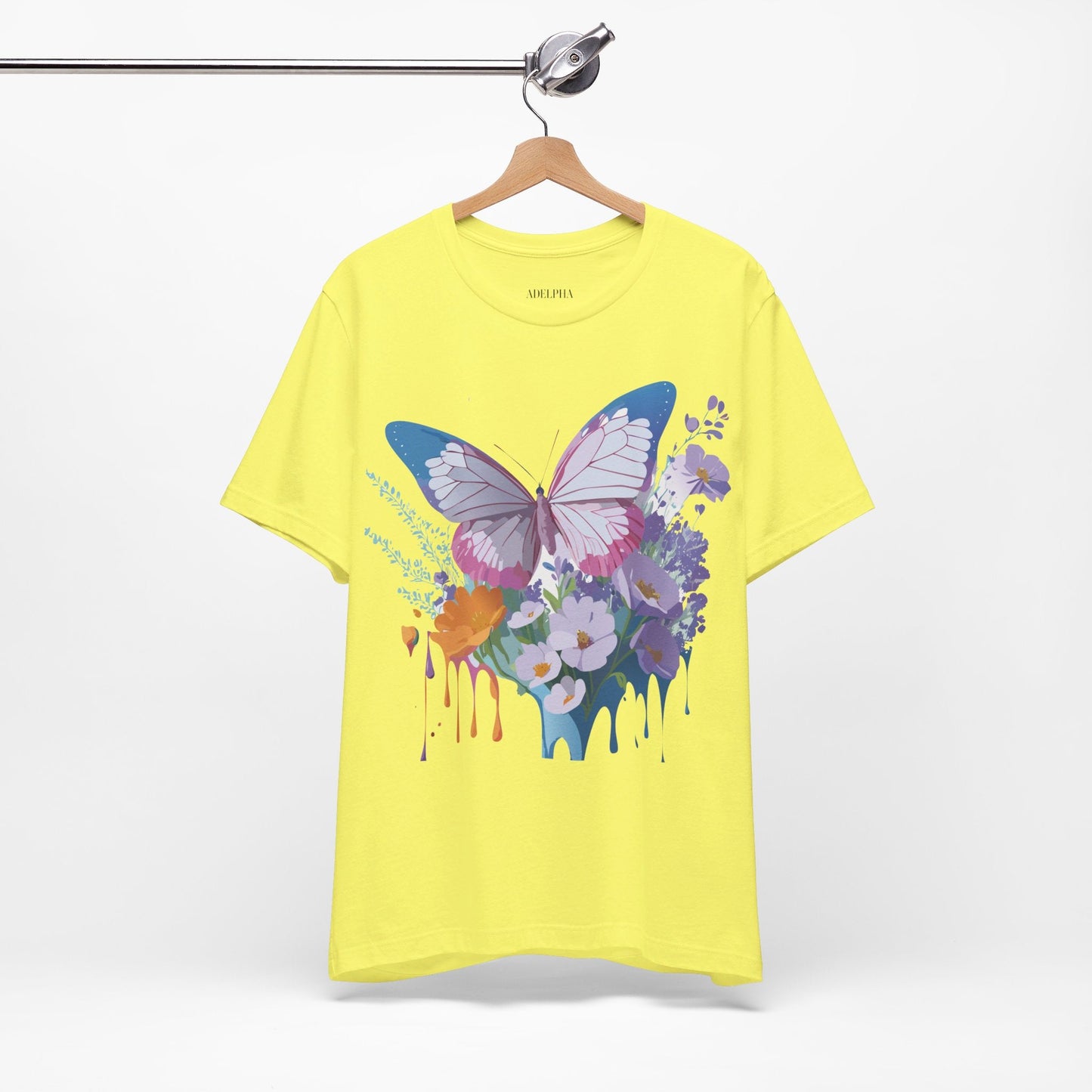 Butterfly Graphic Unisex 100 Cotton Lightweight Vintage Floral Design Jersey Tee 1