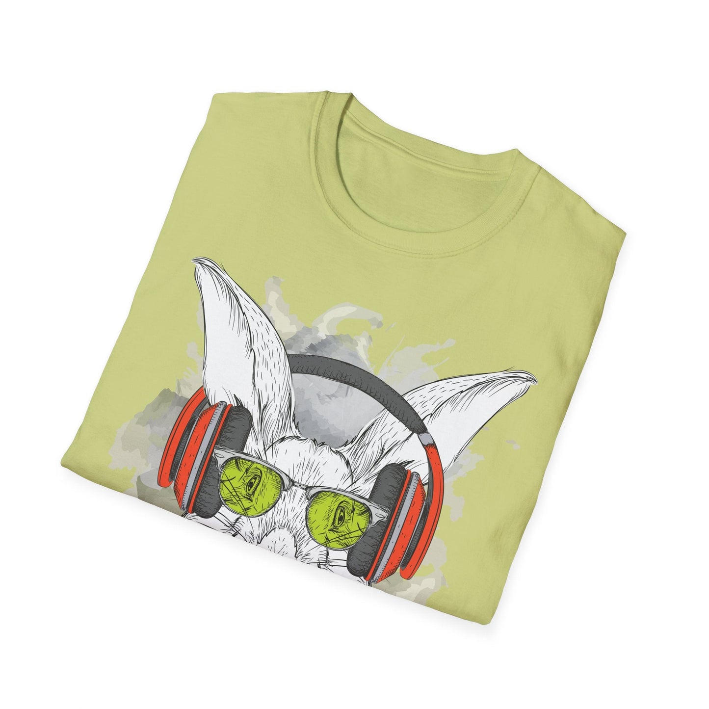 I Love Music Animals Shirt With Headphones Unisex Softstyle Tee 100 Percent Ring Spun Cotton