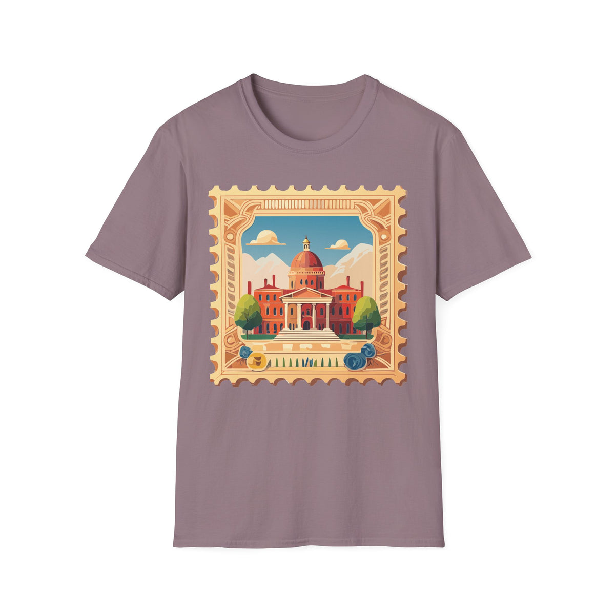 Vintage Postage Stamp Capitol Illustration T-Shirt | Architectural Travel Graphic Tee Unisex 100 Cotton Gildan T-Shirt