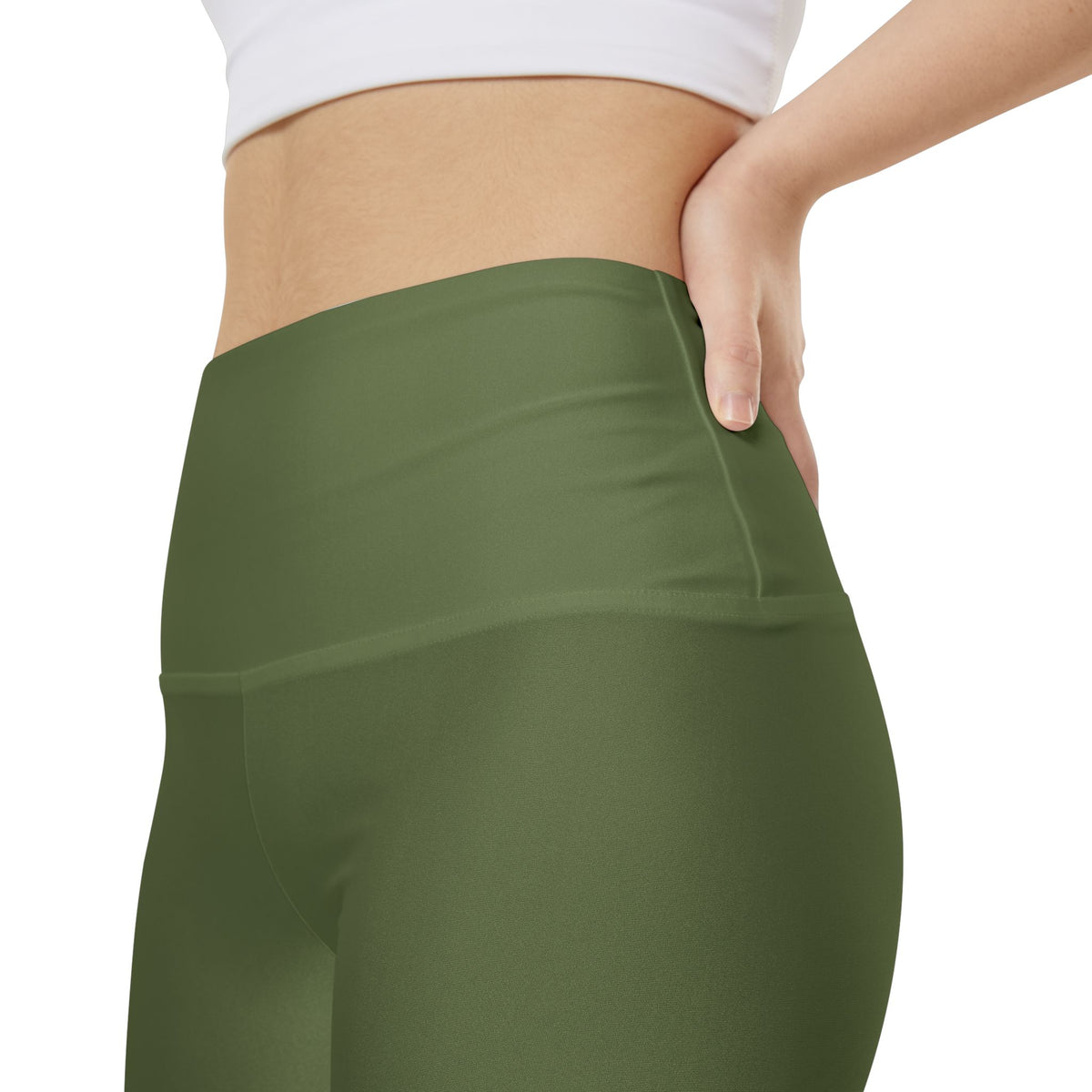 Moss Olive High-Waist Women's Workout Shorts - Athletic Biker Shorts