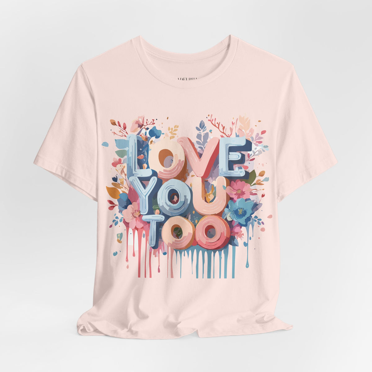 Valentine's Day Graphic Unisex Cotton Bella+Canvas Tee with Floral Art Design d97