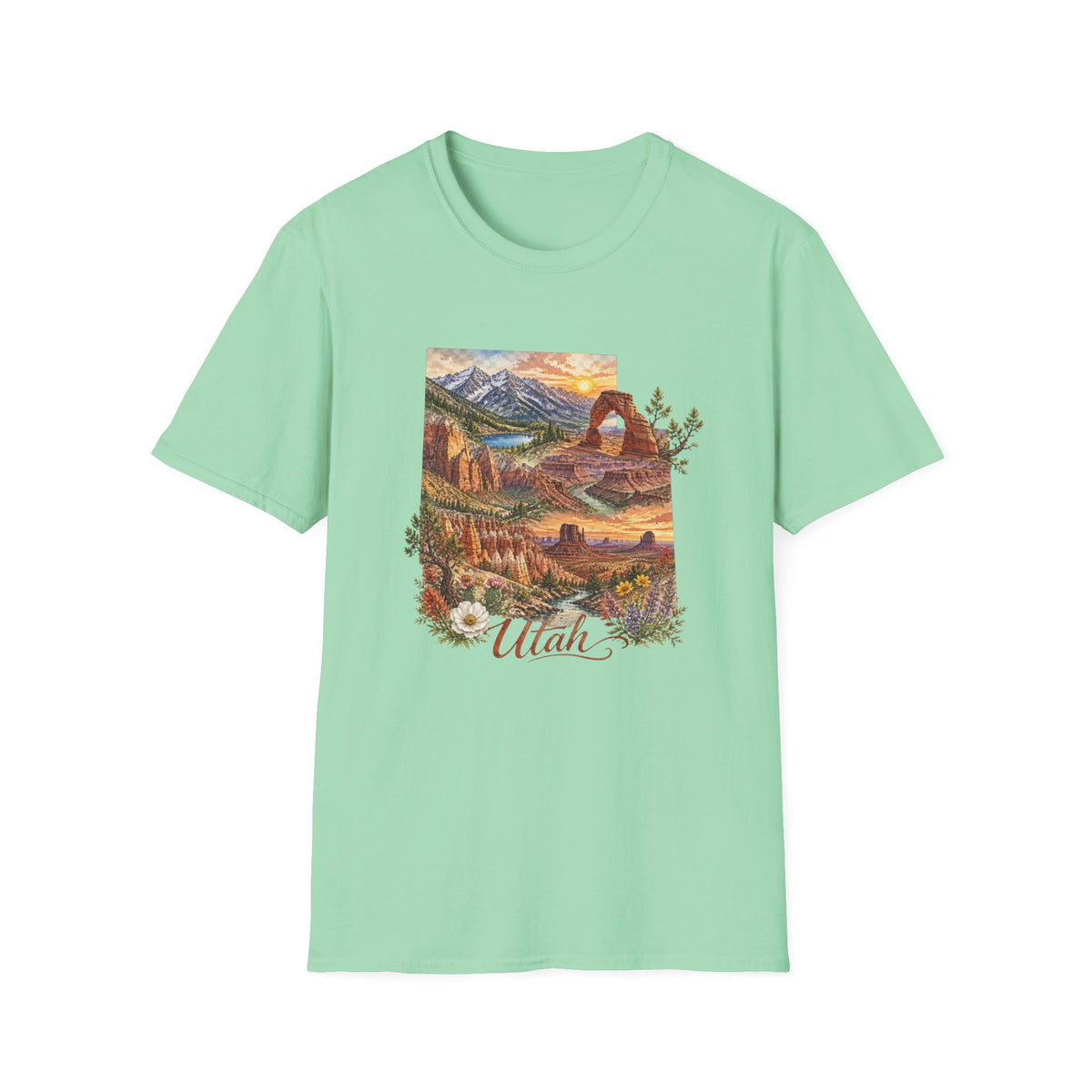 Utah Scenic T-Shirt — Vintage National Park Landscape Tee Travel Tourist Graphic Design Unisex 100 Cotton Gildan T-Shirt