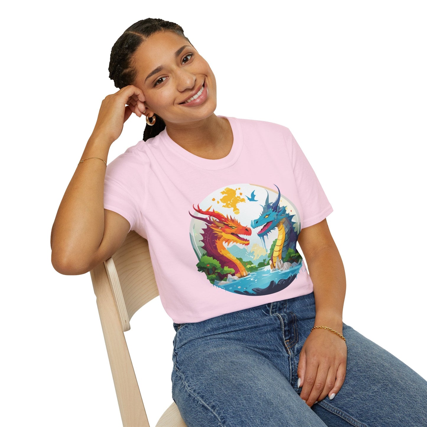 Dragon Graphic Unisex Cotton Softstyle Art Design Tee With Animals 16