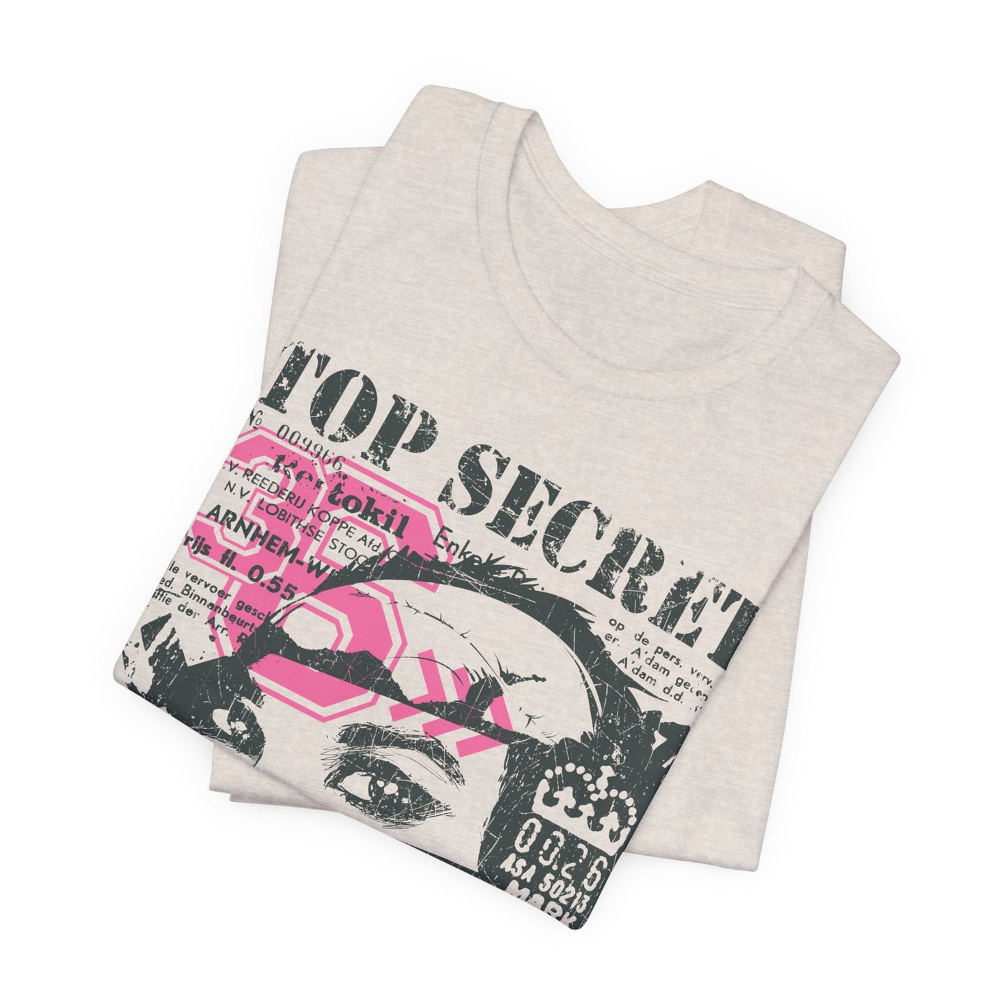 Top Secret Skull Face Tee Grunge Graphic T-Shirt Retro Collage A-6