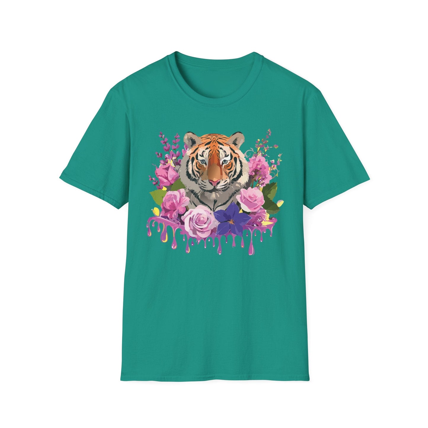 Tiger Print Shirt Unisex Animal Tee Softstyle Gildan 64000 Cotton