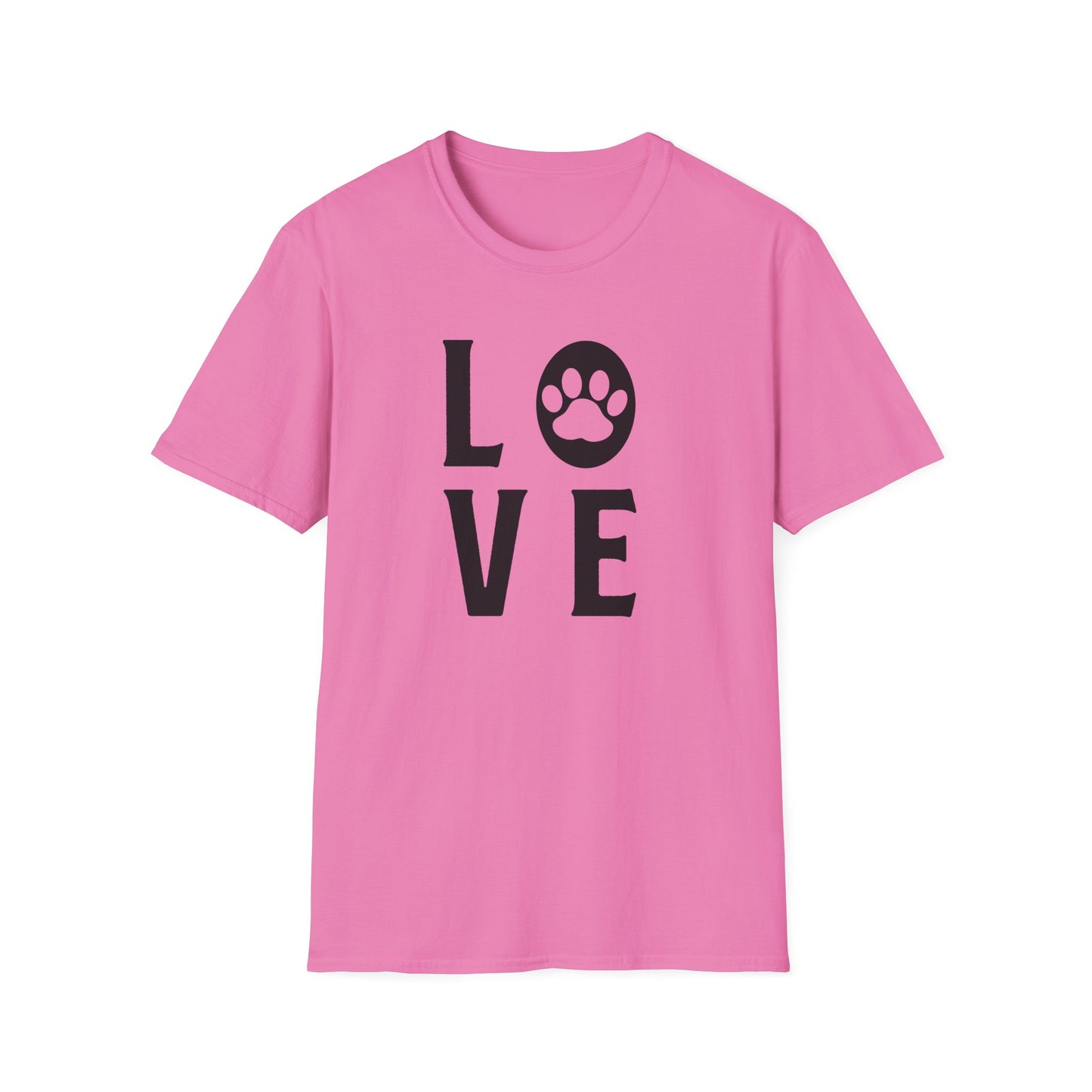 Love Paw T-Shirt Unisex Cotton Short Sleeves Pet Lover Tee with Paw Print
