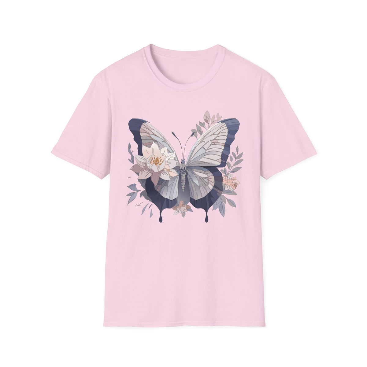 Floral Butterfly Flower Wings Graphic Design Unisex 100 Cotton Gildan T-Shirt