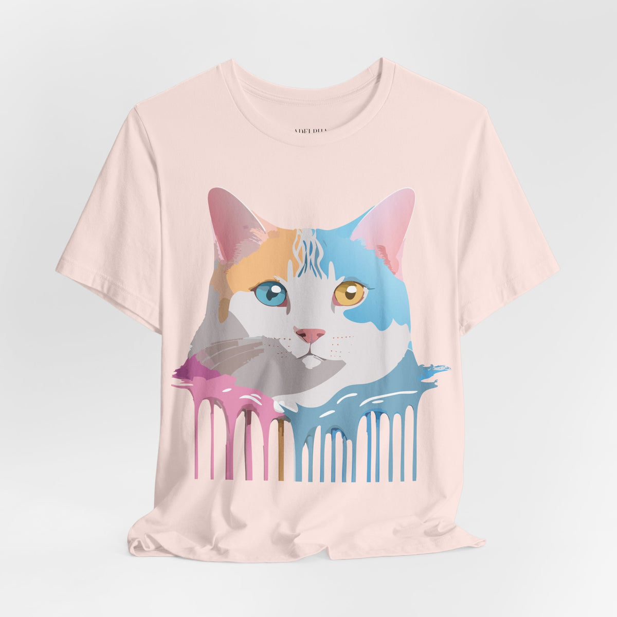 Cat Graphic Unisex Cotton Bella+Canvas Tee with Art Animal Design e109