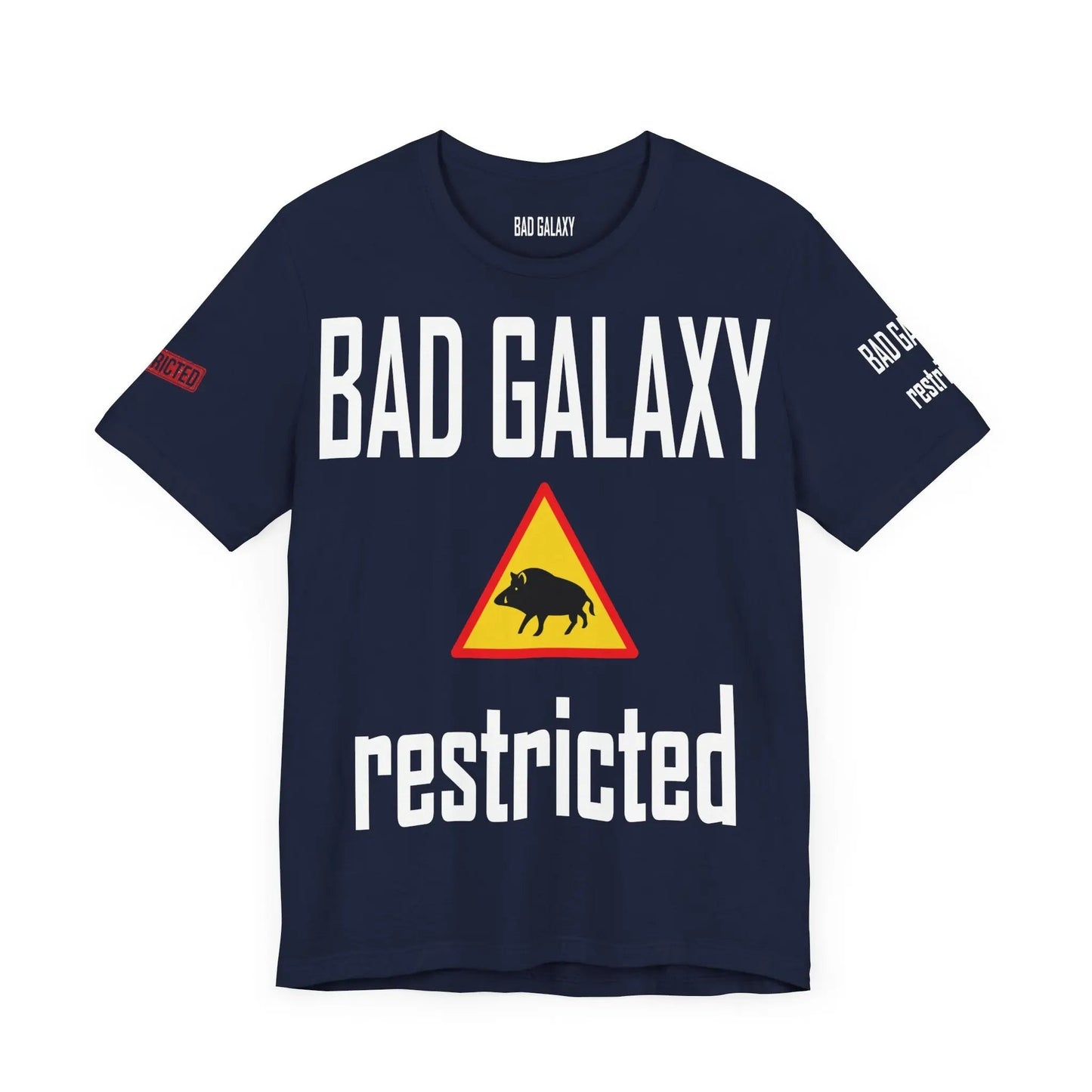 Tee Shirt With Red Stamp From Bad Galaxy Made To Order 100 Percent Cotton USA Printed With Eco Inks