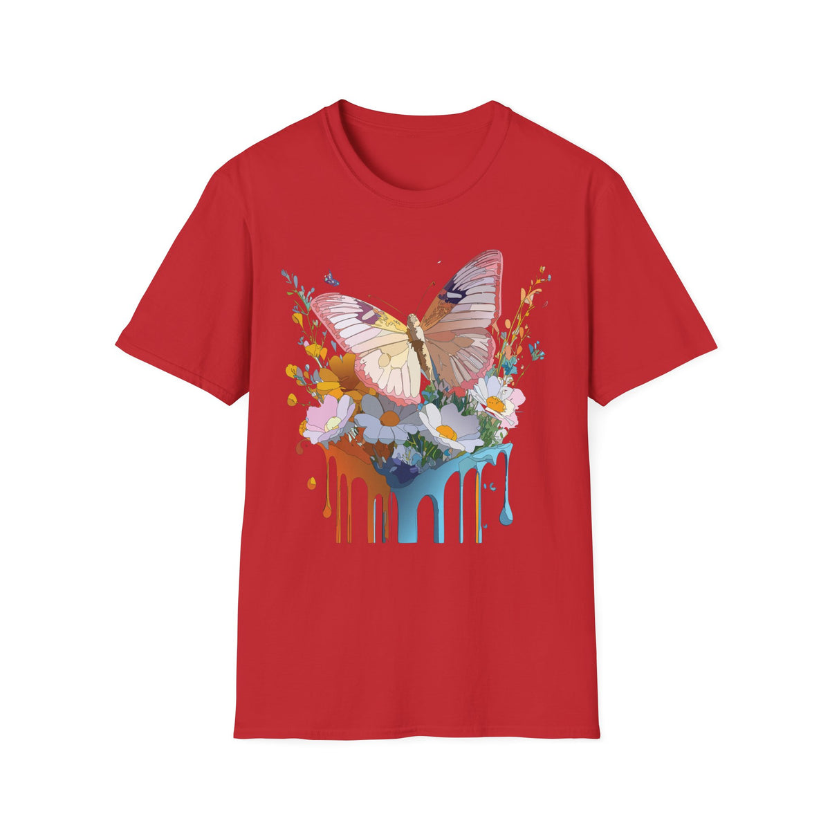 Butterfly Floral Drip Graphic Tee Unisex 100 Cotton Gildan T-Shirt
