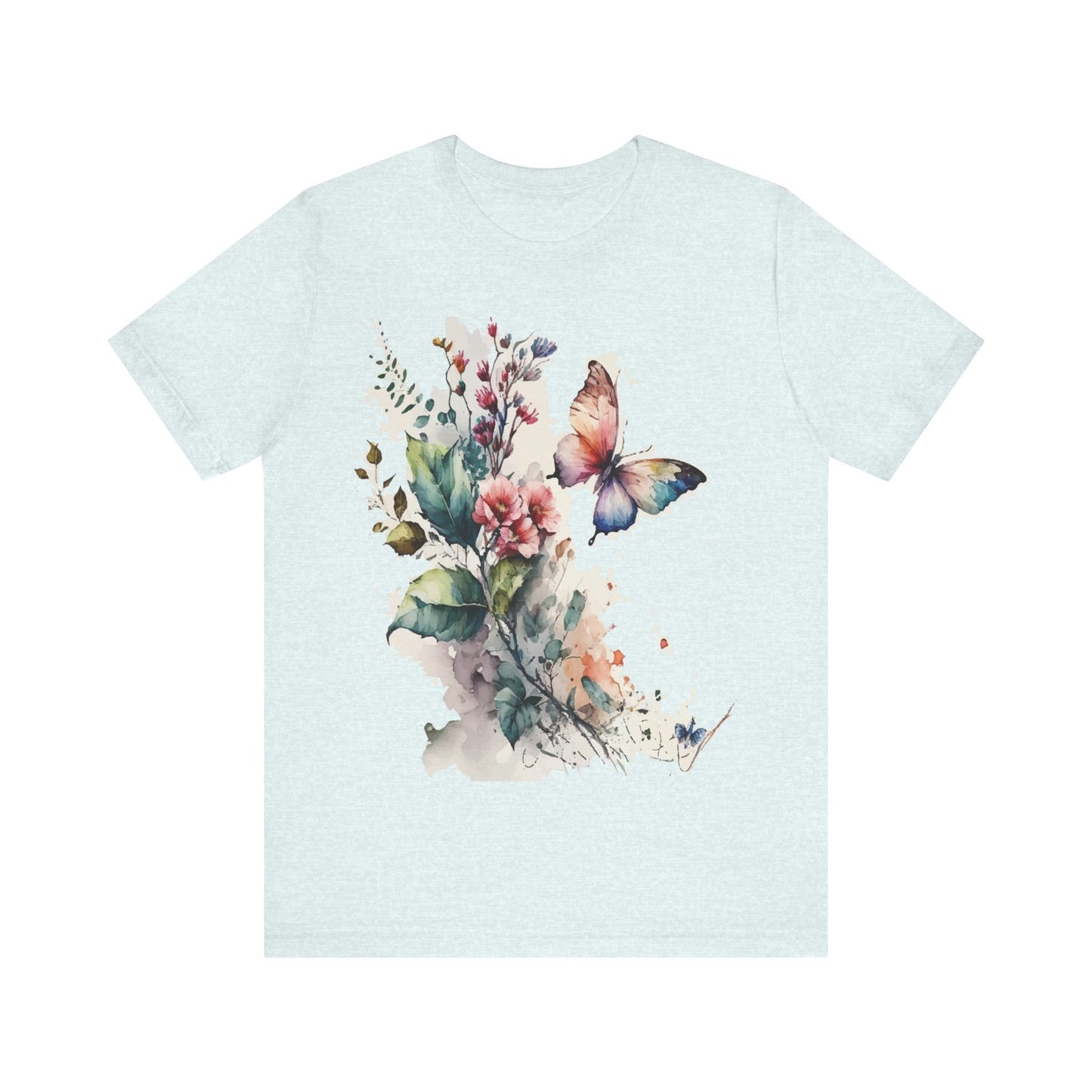 Cotton Tee Shirt with Butterfly Prints