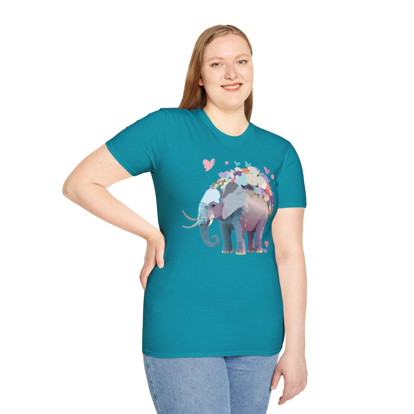 Elephant Graphic T Shirt Unisex Cotton Softstyle Tee Gildan 64000 Elephant Design For Animal Lovers
