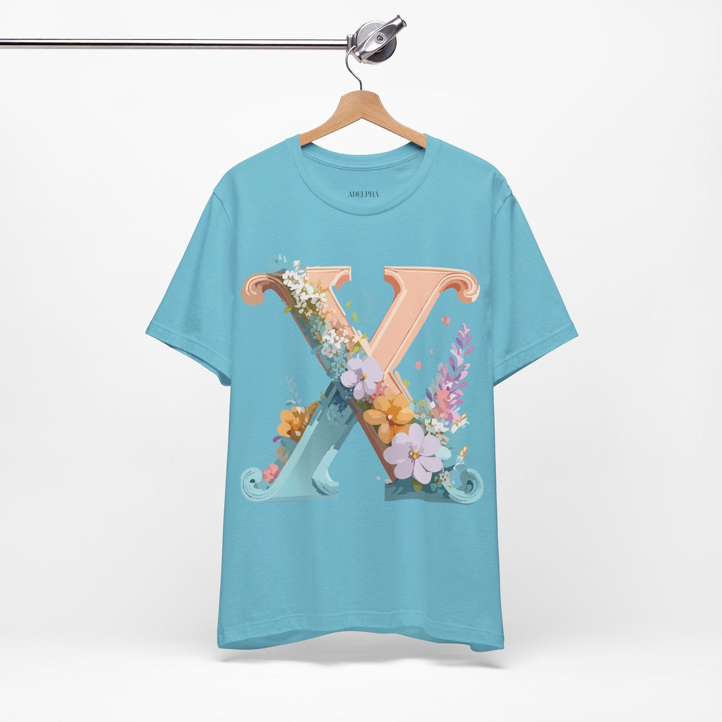 Letter X Shirt Unisex Jersey Graphic Tee By Adelpha With Vintage Inspired Artwork Short Sleeve