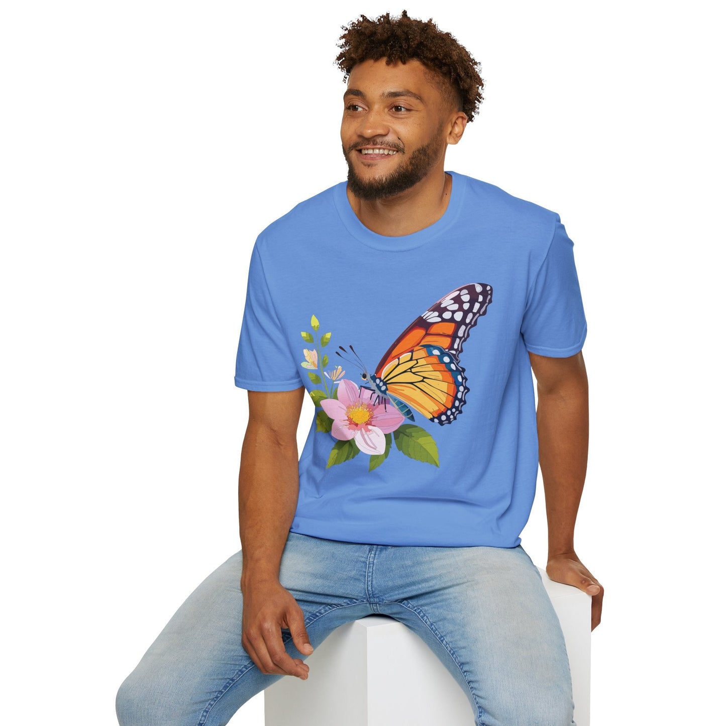 Butterfly T Shirt for Women and Men Monarch Print Softstyle Unisex Gildan 64000 Tee