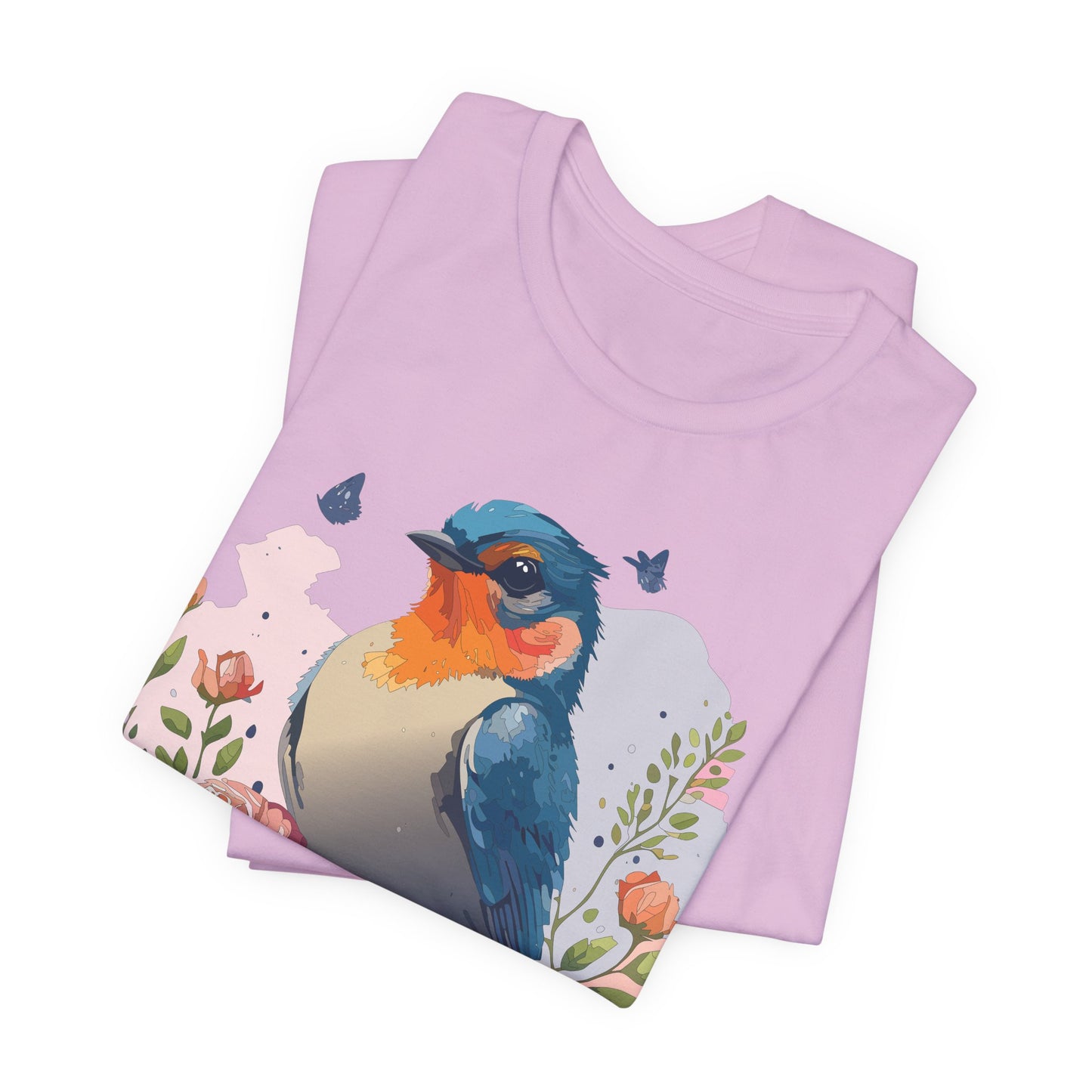 Floral Bird Tee, Animal Shirt, Bird Shirt, Floral Tee, Flower T-shirt, T-Shirt with Animal