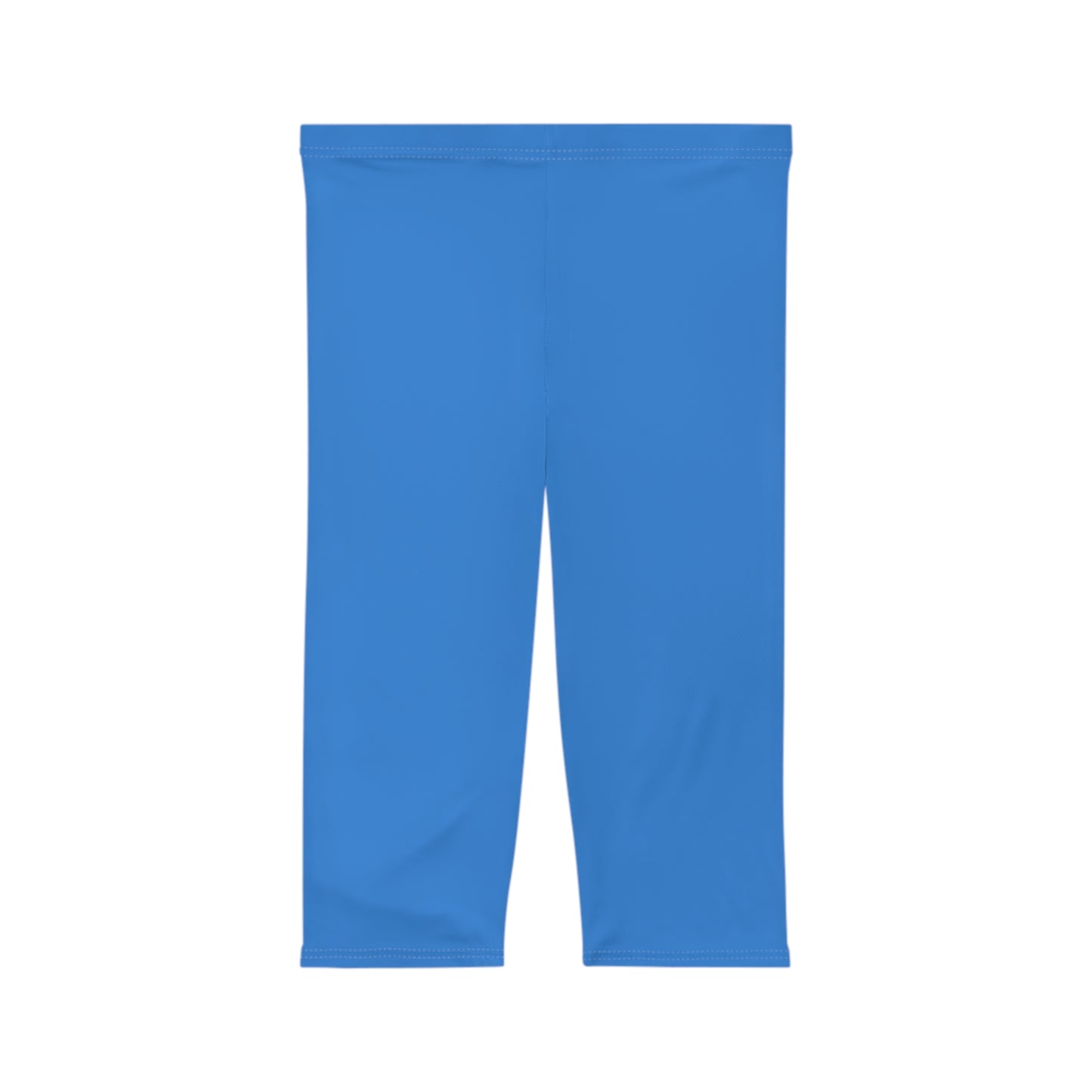 Bright Ocean Blue Color Women's Brushed Suede Poly Span Casual Capri Leggings XS-2XL
