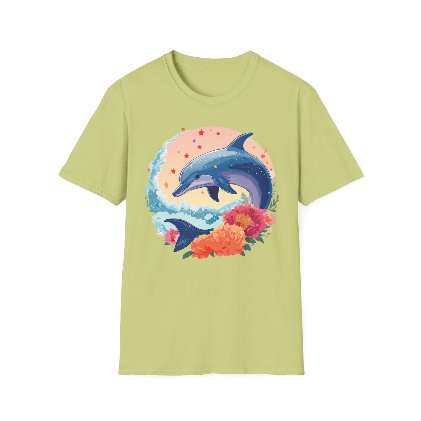 Dolphin Shirts Unisex Tee 100 Percent Ring Spun Cotton Gildan Softstyle 64000 For Everyday Comfort
