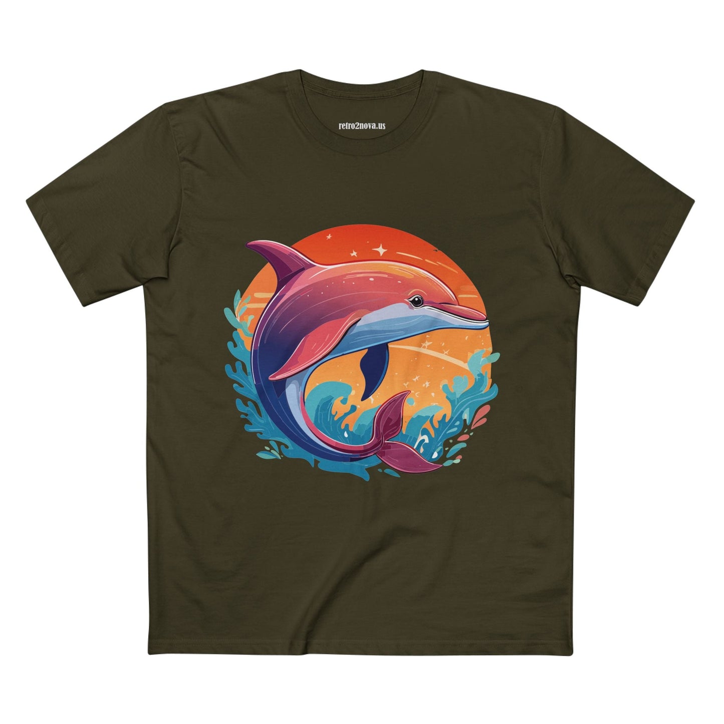 Dolphin Art Shirt for Men and Women Unisex Premium Cotton Tee Featuring Marine Life Illustration by Retro2Nova Collection
