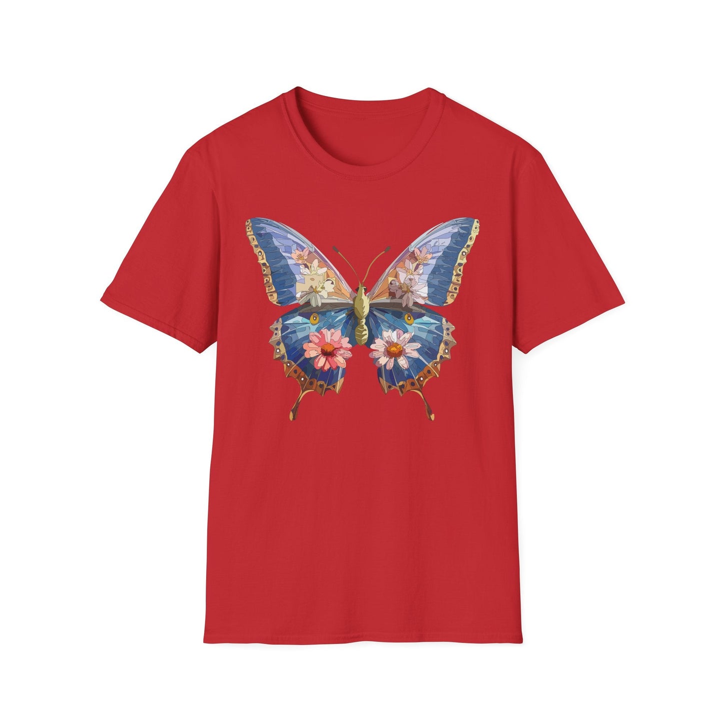 Butterfly T Shirt Unisex Softstyle 64000 Gildan Monarch Design 100 Percent Ring Spun Cotton Tee