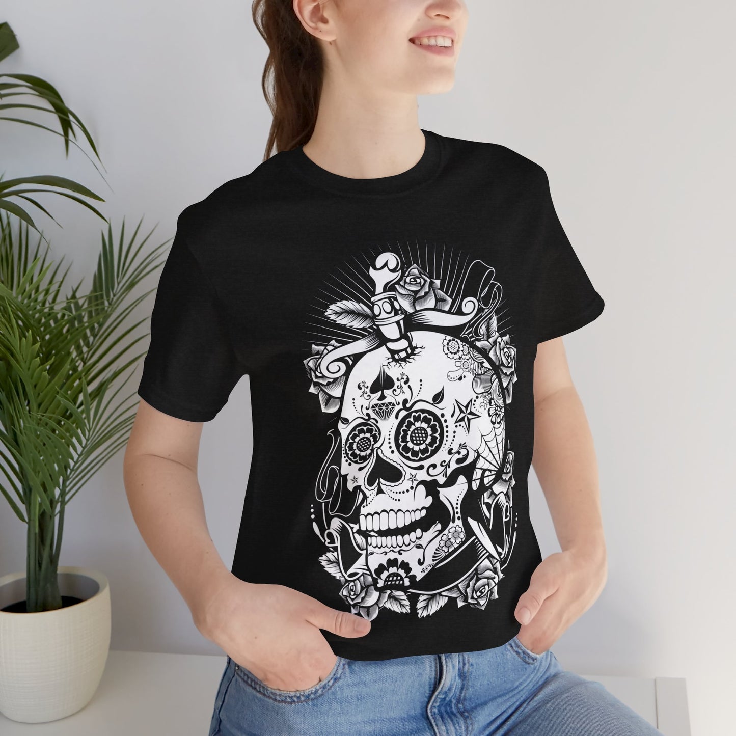 Unisex Cotton Tee Shirt with Skull