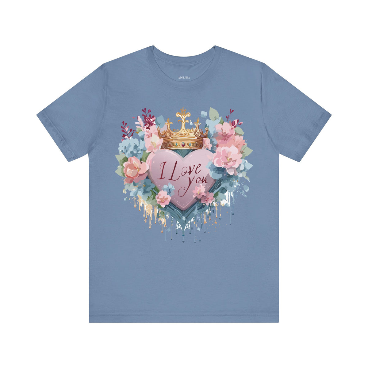 Valentine's Day Graphic Unisex Cotton Bella+Canvas Tee with Floral Art Design d105