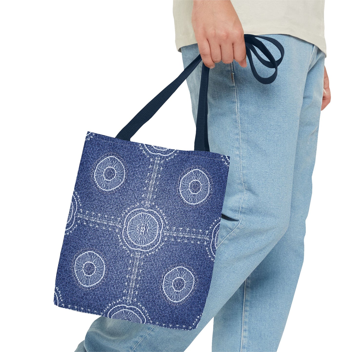 Denim Fabric Imitation Print Unisex Canvas Bag Poly Spun 3 Sizes Tote Bag 107