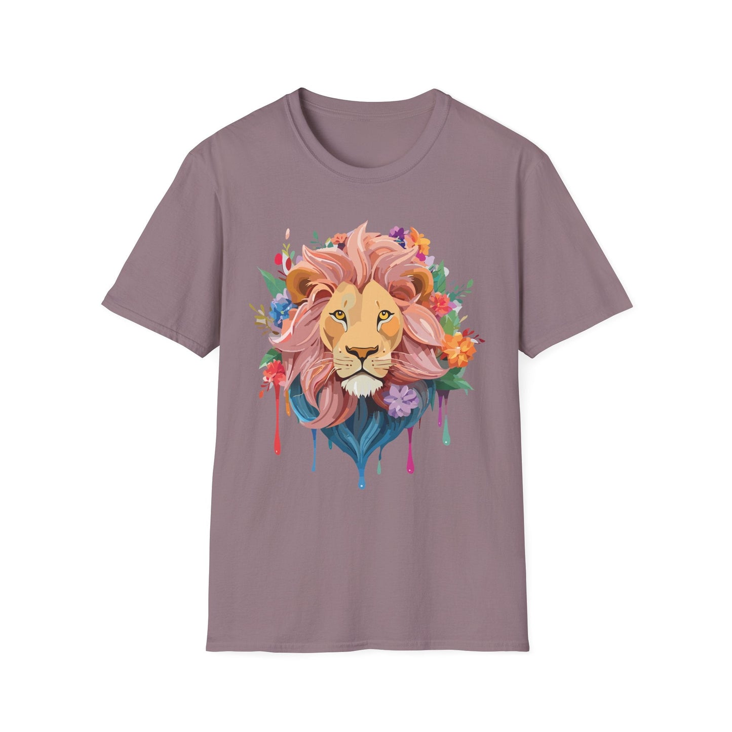 Lion Shirt Unisex Floral Lion Tee Animal Print Softstyle Tee