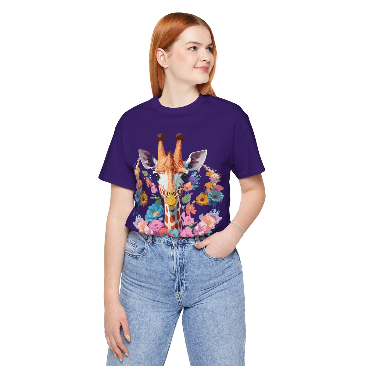Giraffe Graphic Unisex Cotton Bella+Canvas Tee with Art Animal Design e23