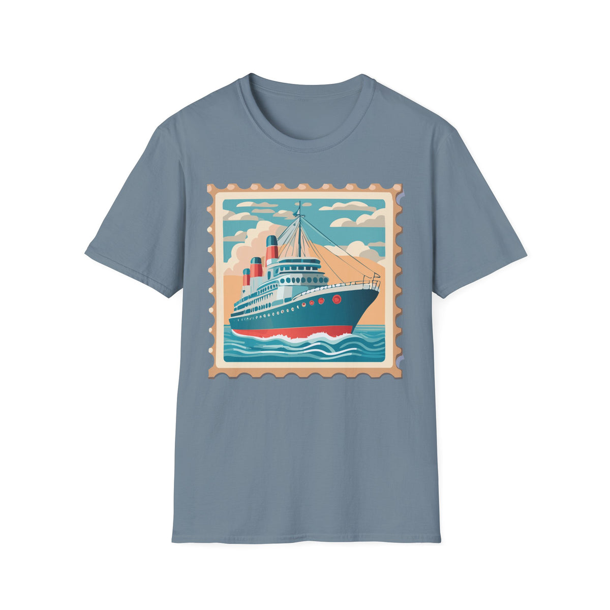 Vintage Ocean Liner Stamp T-Shirt | Retro Cruise Ship Tee