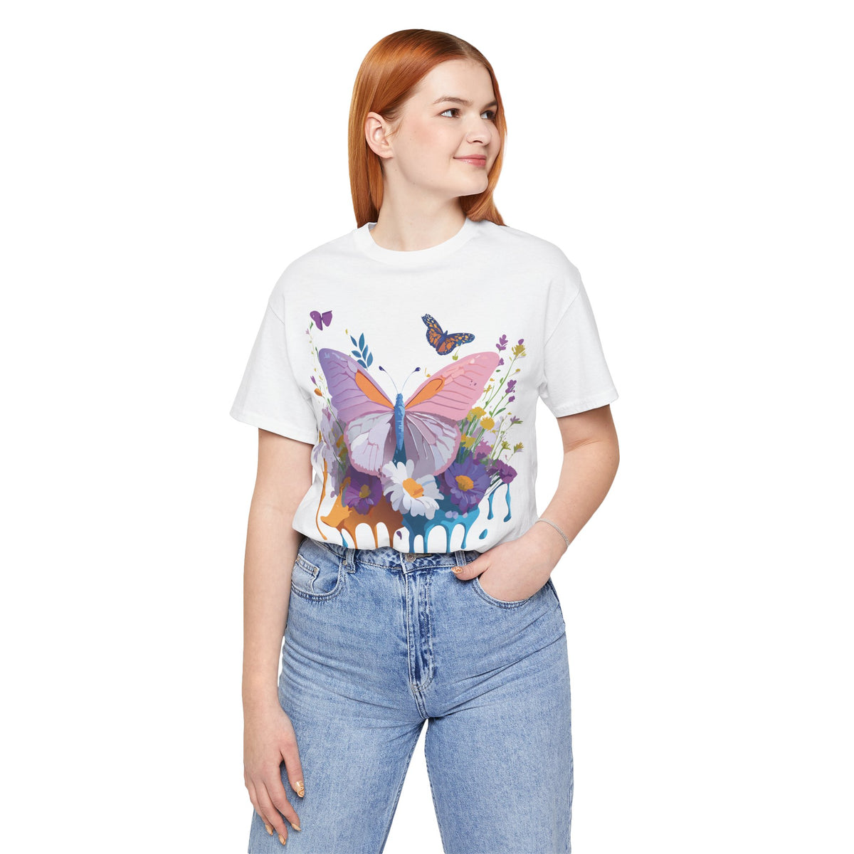 Butterfly Graphic Unisex Cotton Bella+Canvas Tee with Art Design n32