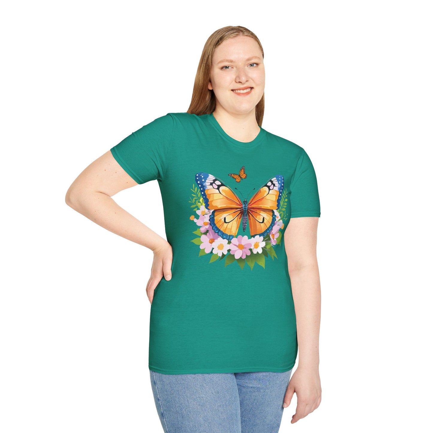 Butterfly Shirt Unisex Cotton Tee Monarch Butterfly Design Gildan Softstyle 64000 Short Sleeve
